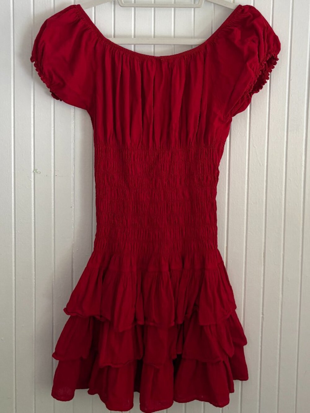 100% Cotton Smocked Peasant Mini Dress - Picture 11 of 16